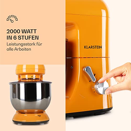 Klarstein Küchenmaschine, Knetmaschine mit 5L Schüssel, 1800W Profi Küchenmaschine mit Knethaken und Schneebesen, Universal Küchenmaschine mit 6 Stufen, Teigmaschine zum Rühren, Kneten und Aufschlagen