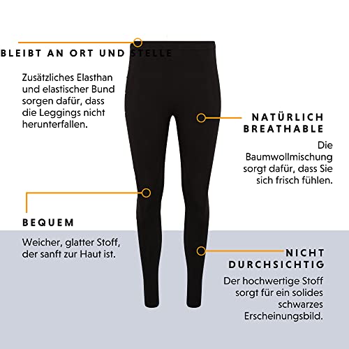 FM London Women’s 3-Pack Casual Leggings – Non-See-Through High Waist Cotton Leggings
