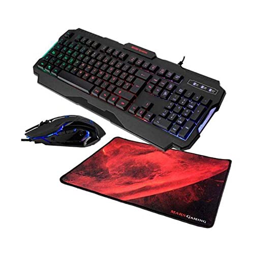 MARSGAMING MCP-RGB3, Pack Gaming Keyboard Fixed RGB + Gaming Mouse RGB Flow 3200 DPI + Headset Over-Ear RGB + XXL Mouse Pad, White, Portuguese Language