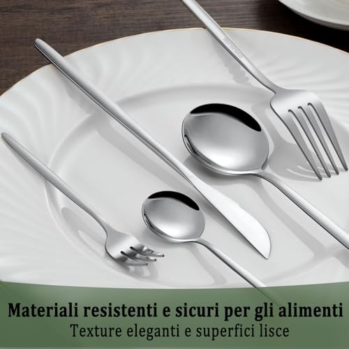 BEWOS 36-teiliges Besteck set mit Steakmesser Service für 6, Premium-Edelstahl-Bestecksets für Haus & Küche, Hochwertiges Messer-Löffel-Gabel-Besteck-Set Hochglanzpoliert, Spülmaschinenfest