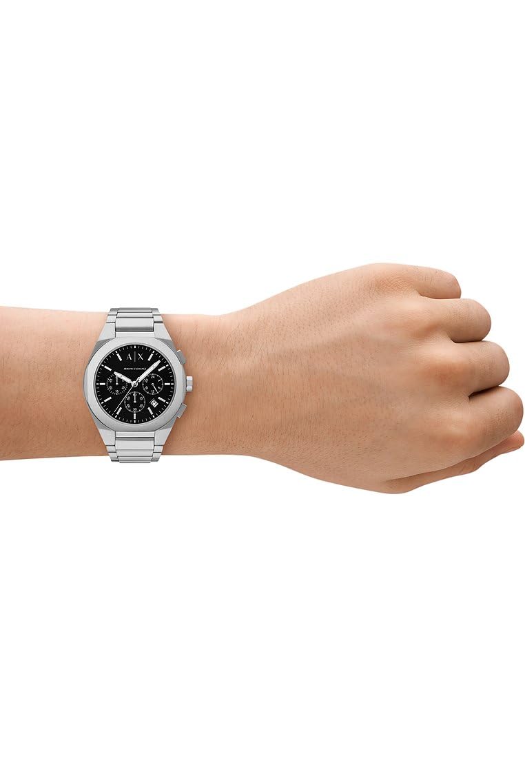 Armani Exchange Watch for Men, Chronograph Movement and 46mm Case Size with Stainless Steel, Leather or Silicone Strap