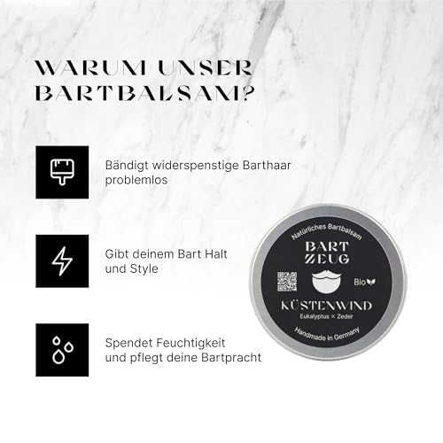 BARTZEUG Bartbalsam Waldwunder・Zirbelkiefer x Bergamotte・100% natürliches Bartbalm・Hält deinen Bart in Form ・Bartpflege für den Mann・50ml・Made in Germany