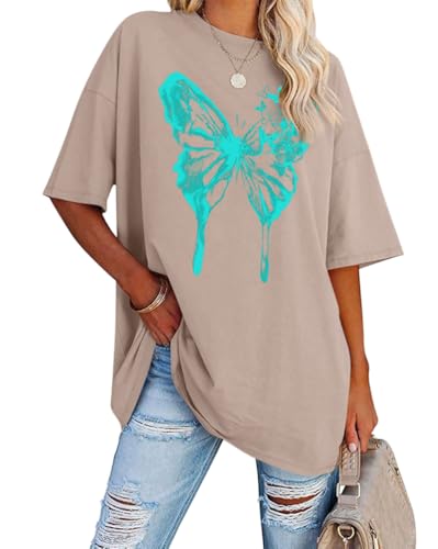 Tomwell Women’s Oversized T-Shirt – Butterfly Design