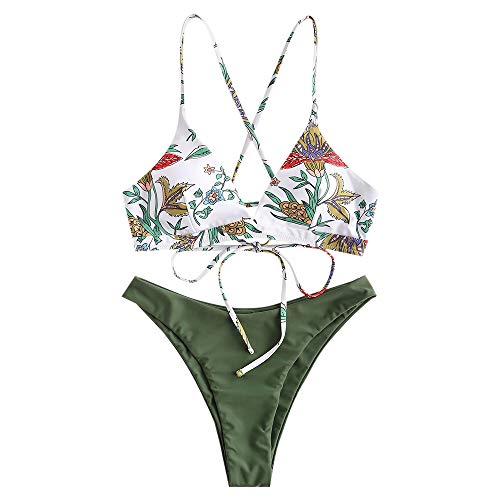 Women’s Two-Piece Bikini Set Sunflower Print Triangle Beach Swimsuit