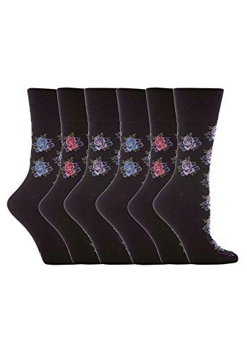 6 Pairs Women's Elastic Socks – Soft Cotton Stripe Crew Socks