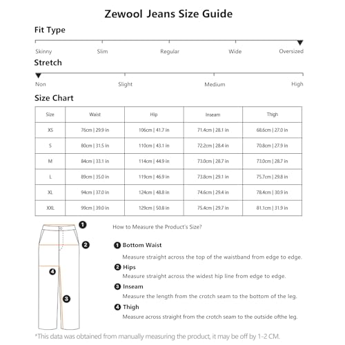 Zewool Men’s Diagonal Button Baggy Jeans