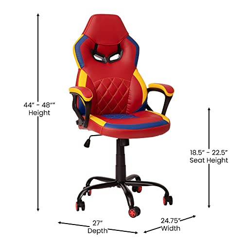 Flash Furniture X30 Gaming-Stuhl, ergonomischer Bürostuhl für PC- und Gaming-Setups, verstellbarer Rennsport-Stuhl mit vollständig verstellbarer Rückenunterstützung, schwarz mit weißer Verzierung