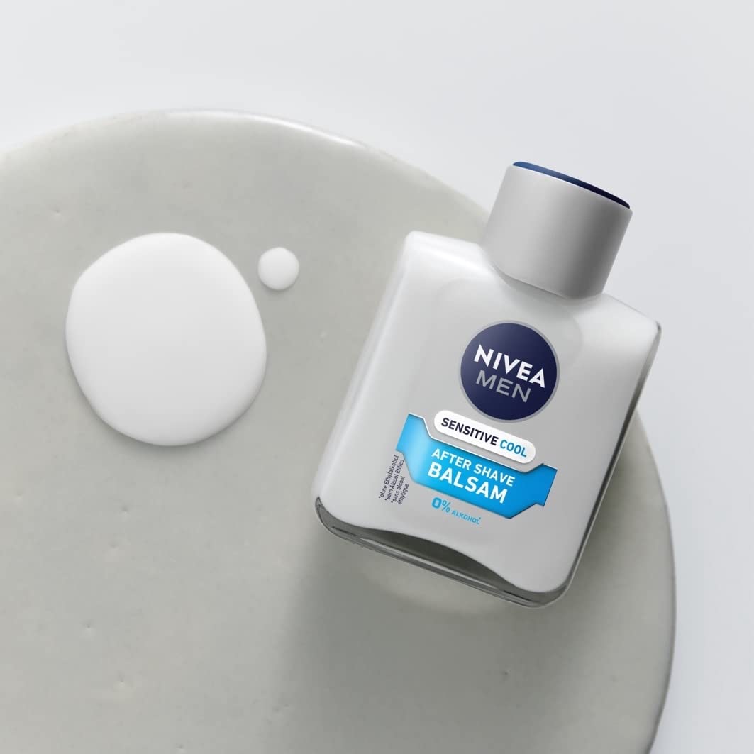 NIVEA MEN Sensitive Cool After Shave Balsam (100 ml), beruhigendes After Shave, Hautpflege nach der Rasur mit Kamille und Vitamin E