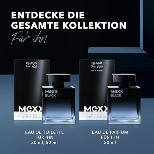 MEXX BLACK Man Eau de Parfume, verführerisch-intensiver Duft mit aquatisch-holzigen Noten für sinnliche Männer, 50ml