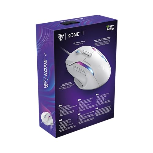 Turtle Beach Kone II Air – Kabellose, ergonomische RGB-Gaming-Maus, 350-Stunden-Akku, optischer 26K DPI Sensor, 21 programmierbare Funktionen, 4D-Free-Spin-Scroll-Rad, Schwarz