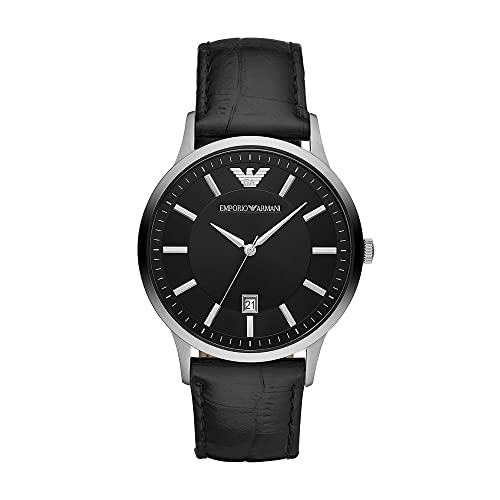 Emporio Armani men's watch with three hands, stainless steel, case size 43 mm