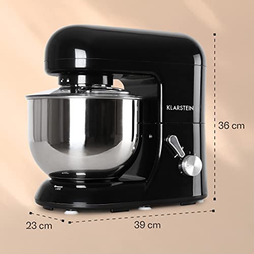 Klarstein Küchenmaschine, Knetmaschine mit 5L Schüssel, 1800W Profi Küchenmaschine mit Knethaken und Schneebesen, Universal Küchenmaschine mit 6 Stufen, Teigmaschine zum Rühren, Kneten und Aufschlagen