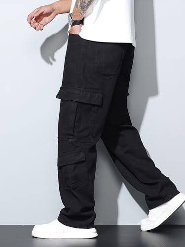Men’s Casual Streetwear Baggy Cargo Jeans with Pockets