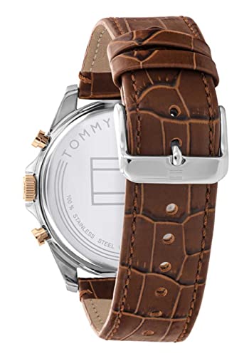 Tommy Hilfiger Multi Zifferblatt Quarz Uhr für Herren mit Silbernes Edelstahl-Mesh-Gliederarmband und Lederarmband