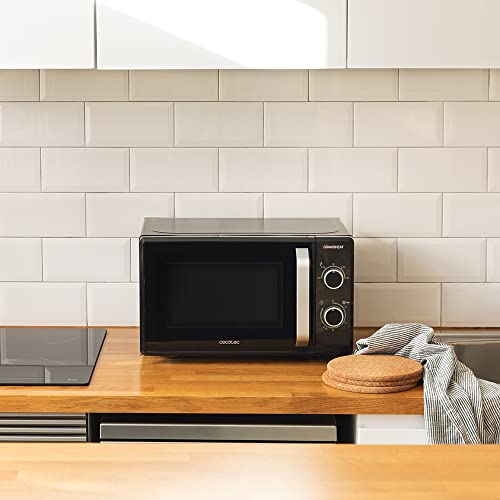 Cecotec Mikrowelle Pro Clean 5110 Inox. 700 W, Grill 800 W, 20 L, Ready 2 Clean, Beschichtung 3D Wave Frontspiegel, 8 Programme,60 Min Timer, LED, Edelstahl In Silber Schwarz