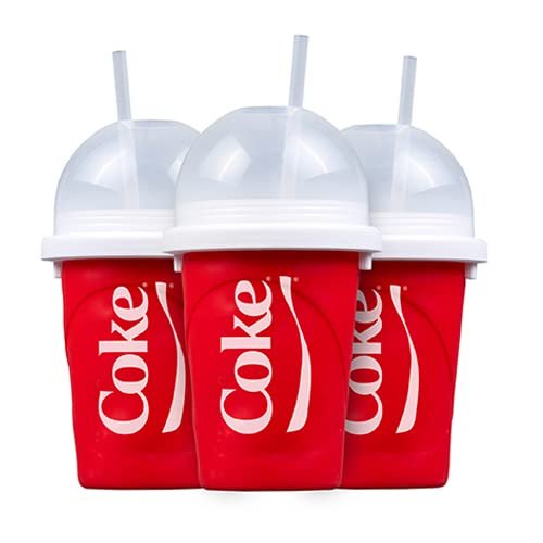 Magic Freez Slushy Maker – Tragbarer Slushy Becher aus Silikon mit 2-in-1 Strohhalm und Löffel – Slush Ice Maker für erfrischende Slushies – Slushi Cup zum Slush Eis selbermachen – 370ml