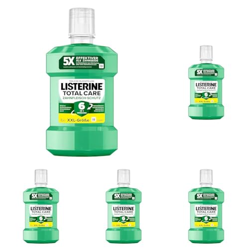 LISTERINE Total Care Zahnfleisch-Schutz (6 x 500 ml), antibakterielle Mundspülung mit Fluorid für gesundes Zahnfleisch, Zahnpflege Mundwasser reduziert Zahnbelag mit 6 in 1 Wirkung
