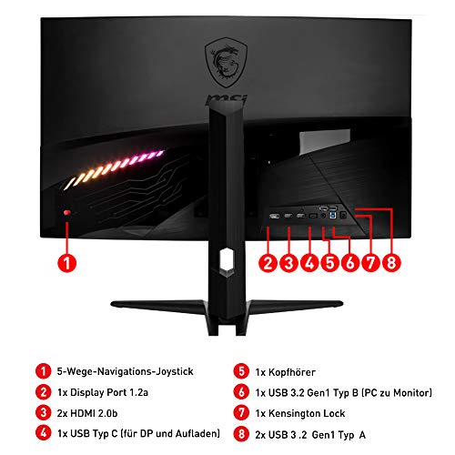 MSI G2422C 23,6 Zoll FHD Curved Gaming Monitor - 1500R 1920 x 1080 VA Panel, 180Hz / 1ms, Adaptive Sync - DP 1.2a, HDMI 2.0b CEC