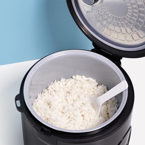 REISHUNGER Reiskocher & Dampfgarer mit Keramikbeschichtung - 1,2 L, Schwarz - Für 1-6 Personen - Schnelle Zubereitung ohne Anbrennen - Mit Warmhaltefunktion inkl. Dämpfeinsatz, Löffel & Messbecher