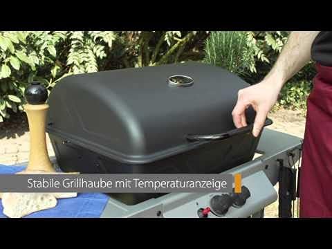 Clatronic® Gasgrill mit 2 Heizzonen | individuelle Temperatursteuerung | inkl. Grillrost + Warmhalterost | Grill mit praktischem Ablagekorb und großem Stauraum für Gasflasche | GG 3590