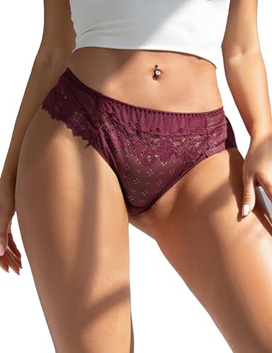 Women's Lace Underwear Briefs Comfortable Thong Soft String Breathable Floral Sexy Sizes S-2XL