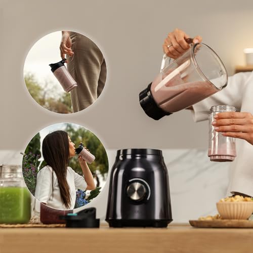 Cecotec Standmixer Power Black Titanium 1800MAX Blend It, 1800 W maximale Leistung, 5 Geschwindigkeiten, 6 Klingen aus Edelstahl, Ice-Crush-Funktion, Turbo- und Smoothie-Funktion, AutoClean-Funktion