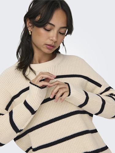 ONLY ONLPERNILLE Women’s Stripe Knit Sweater – Soft Cotton Blend