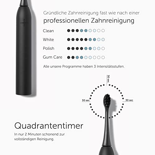 Wondersmile Schallzahnbürste PRO - Testsieger 2023-100 Tage risikofrei testen - Elektrische Zahnbürste mit 4 Putzprogrammen - Ultraschallzahnbürste mit smarten Bürstenkopf (1er Set, Ultimate Black)