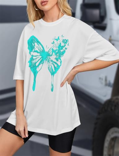 Tomwell Women’s Oversized T-Shirt – Butterfly Design