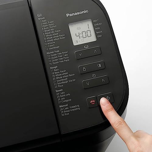 Panasonic Premium Grau Vollautomatischer Brotbackautomat, horizontales Design und Hefespender, 32 automatische Programme, zwei Temperatursensoren, 13-Stunden-Zeitvorwahl, Grau