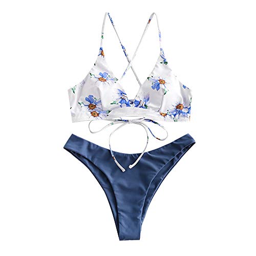 Women’s Two-Piece Bikini Set Sunflower Print Triangle Beach Swimsuit