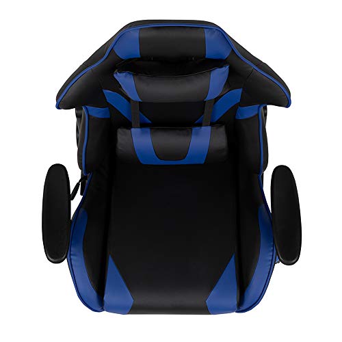 Flash Furniture X30 Gaming-Stuhl, ergonomischer Bürostuhl für PC- und Gaming-Setups, verstellbarer Rennsport-Stuhl mit vollständig verstellbarer Rückenunterstützung, schwarz mit weißer Verzierung
