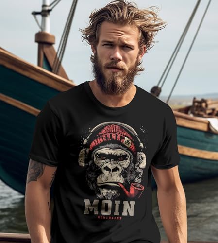 Neverless® Men's T-Shirt – "Moin" Gorilla Music Front Print