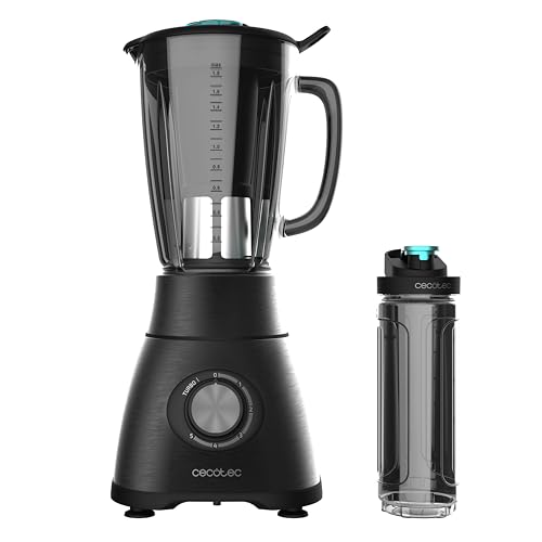 Cecotec Standmixer Power Black Titanium 1800MAX Blend It, 1800 W maximale Leistung, 5 Geschwindigkeiten, 6 Klingen aus Edelstahl, Ice-Crush-Funktion, Turbo- und Smoothie-Funktion, AutoClean-Funktion
