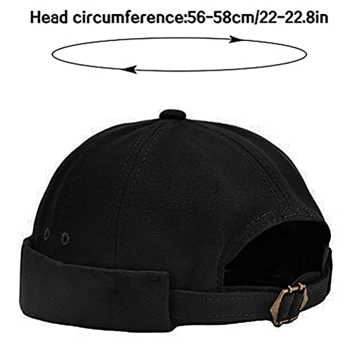 XYIYI Herren Dockermütze Brimless Hat Schädelkappe Arbeiter Matrosenmütze Gerollte Manschette Retro Beanie Mütze