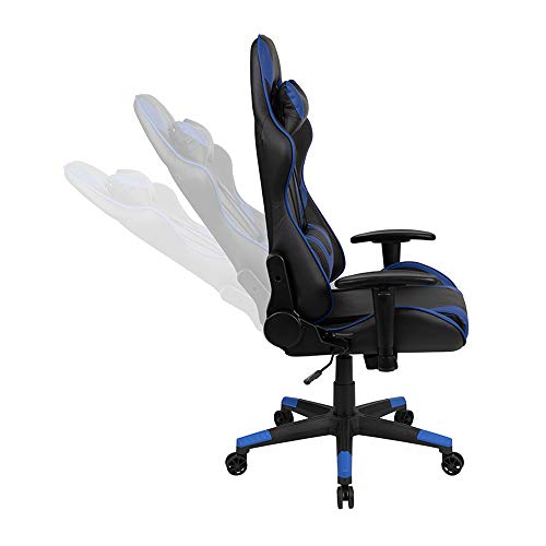 Flash Furniture X30 Gaming-Stuhl, ergonomischer Bürostuhl für PC- und Gaming-Setups, verstellbarer Rennsport-Stuhl mit vollständig verstellbarer Rückenunterstützung, schwarz mit weißer Verzierung