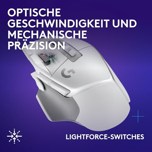 Logitech G502 X Kabelgebundene Gaming-Maus - LIGHTFORCE Hybrid optisch-mechanische Primärschalter, HERO 25K Gaming-Sensor, Kompatibel PC - macOS/Windows - Weiß