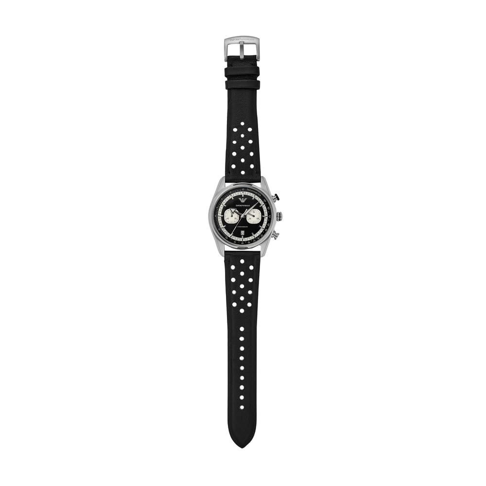 Emporio Armani Uhr für Männer, 2 Unterzifferblätter Chronographenwerk und 43mm Gehäusegröße mit Edelstahl-, Leder- oder Silikonarmband