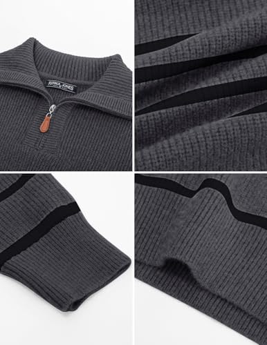 PJ PAUL JONES Men’s Quarter Zip Sweater – Striped Mock Neck Pullover