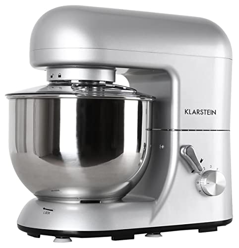 Klarstein Küchenmaschine, Knetmaschine mit 5L Schüssel, 1800W Profi Küchenmaschine mit Knethaken und Schneebesen, Universal Küchenmaschine mit 6 Stufen, Teigmaschine zum Rühren, Kneten und Aufschlagen