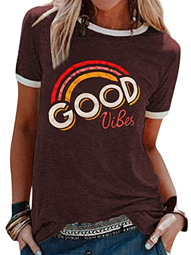 Women’s Good Vibes Rainbow Print T-Shirt