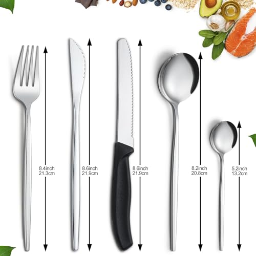 BEWOS 36-teiliges Besteck set mit Steakmesser Service für 6, Premium-Edelstahl-Bestecksets für Haus & Küche, Hochwertiges Messer-Löffel-Gabel-Besteck-Set Hochglanzpoliert, Spülmaschinenfest