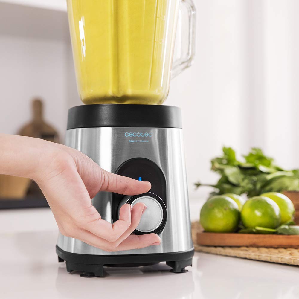 Cecotec Standmixer Power Black Titanium 1800MAX Blend It, 1800 W maximale Leistung, 5 Geschwindigkeiten, 6 Klingen aus Edelstahl, Ice-Crush-Funktion, Turbo- und Smoothie-Funktion, AutoClean-Funktion