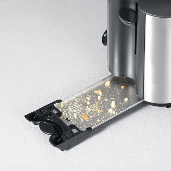 Severin AT Doppel-Langschlitztoaster mit eingebautem Brötchenaufsatz Edelstahl (gebürstet), Schwarz