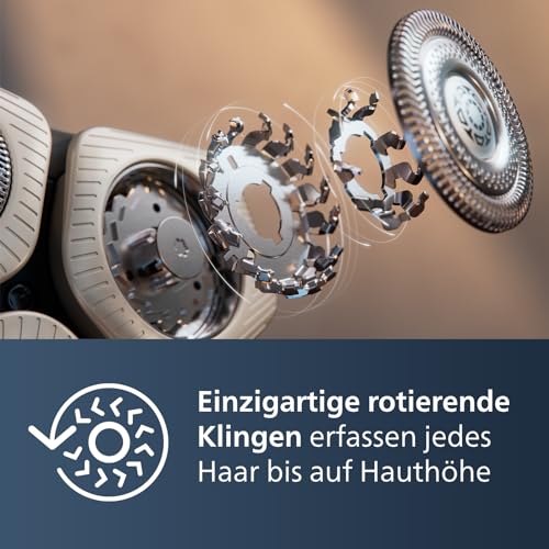 Philips Shaver S9000 – Elektrischer Nass-& Trockenrasierer für Männer, Dunkelchrom, Lift & Cut System, SkinIQ Technologie, Barttrimmer, Reinigungsstation, Ladestation & Reiseetui (Modell S9974/55)