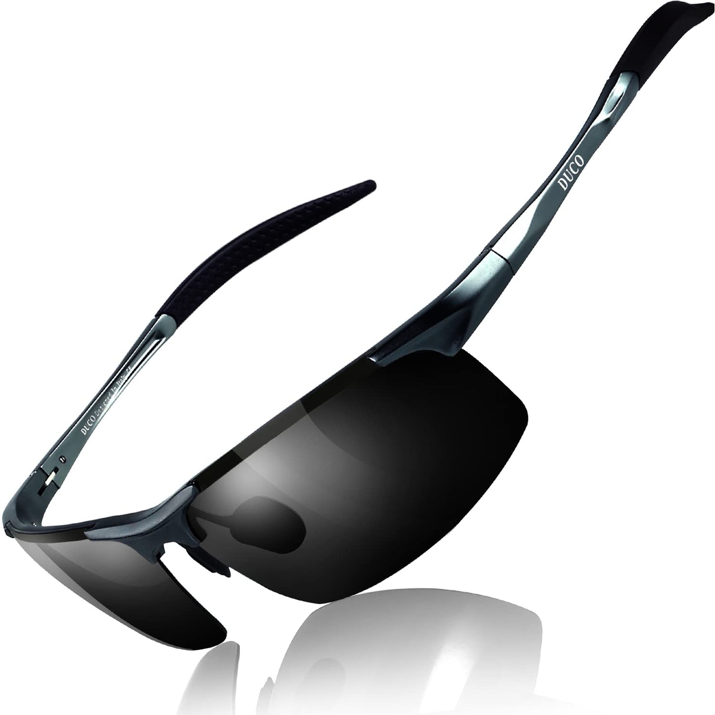 DUCO Herren Sportbrille Polarisierte Sonnenbrille Fahrerbrille Ultraleichte Al-Mg Metallrahmen UV400-Schutz Männer Sonnenbrillen 8177S