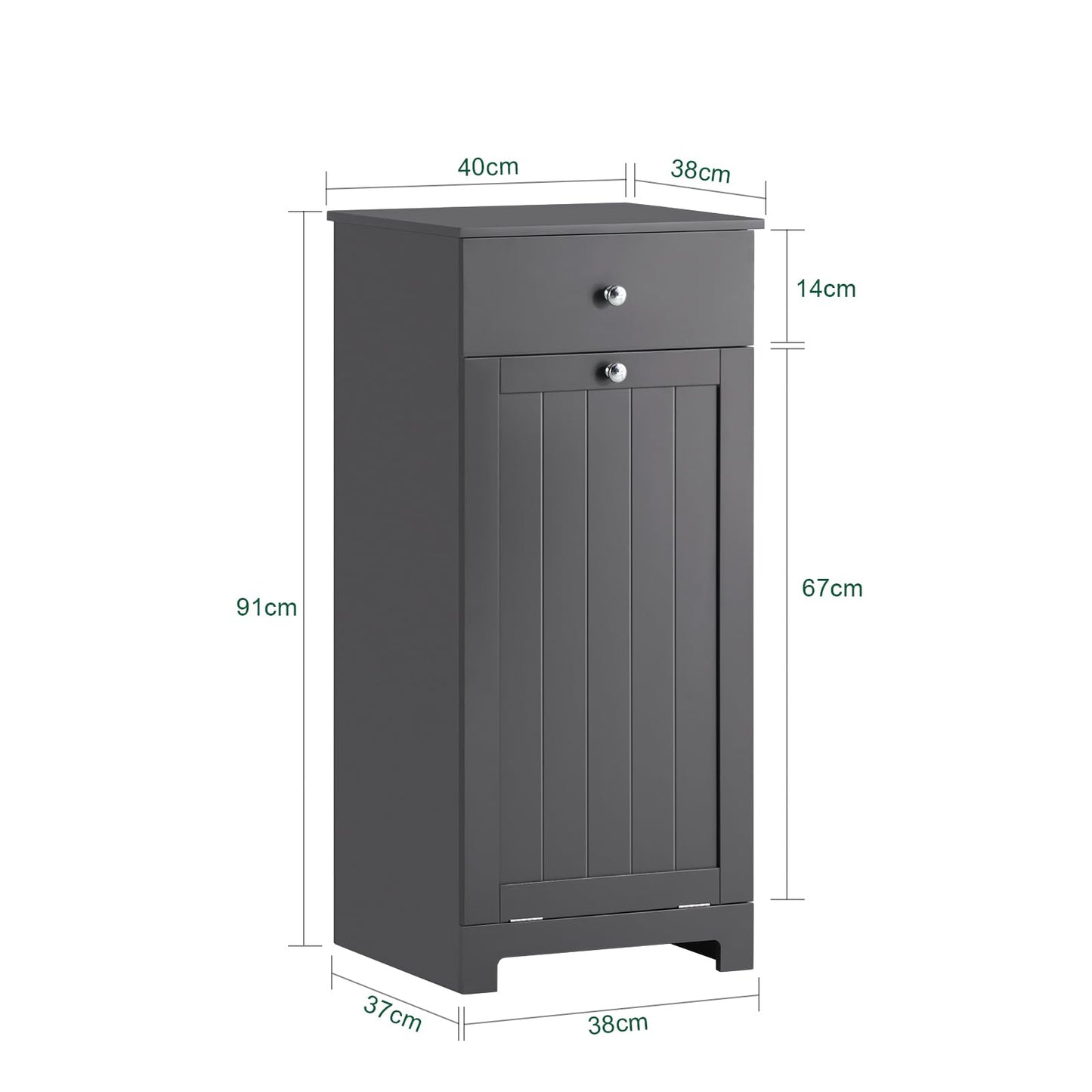 SoBuy Badezimmerschrank mit Wäschekorb Schmaler Badschrank Hoch Badregal Stehend mit 6 Ablagen und 2 Schubladen Wäscheschrank Schmal für Badezimmer Nische Weiß 60x37x171 cm BZR104-W
