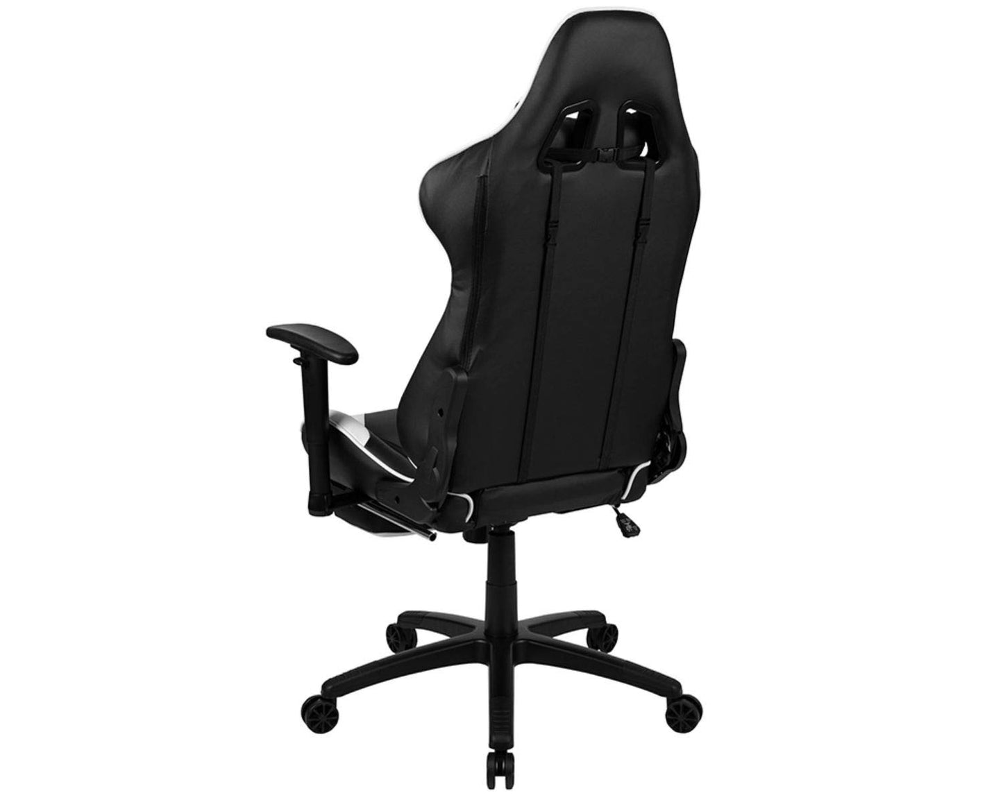 Flash Furniture X30 Gaming-Stuhl, ergonomischer Bürostuhl für PC- und Gaming-Setups, verstellbarer Rennsport-Stuhl mit vollständig verstellbarer Rückenunterstützung, schwarz mit weißer Verzierung