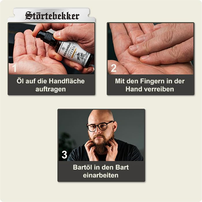 Störtebekker® Premium Bartöl Crusoe - tägliche Bartpflege für 3-Tage-Bart bis Vollbart - 50ml Beard Oil Vegan - Bart Öl Herren mit angenehmen Duft - Hochwertige Inhaltsstoffe - Made in Germany