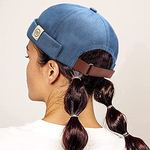 XYIYI Herren Dockermütze Brimless Hat Schädelkappe Arbeiter Matrosenmütze Gerollte Manschette Retro Beanie Mütze